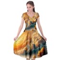 Nature Storm Painting Cap Sleeve Wrap Front Dress View1