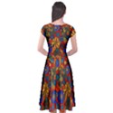 Mid Century Retro Floral 1970s 1960s Pattern 69 Cap Sleeve Wrap Front Dress View2