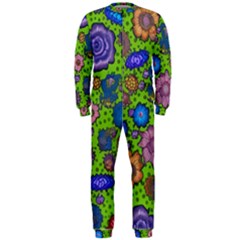 Mid Century Retro Floral 1970s 1960s Pattern 59 Onepiece Jumpsuit (men) by violetheavensky