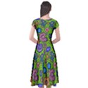 Mid Century Retro Floral 1970s 1960s Pattern 59 Cap Sleeve Wrap Front Dress View2