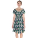 Mid Century Retro Floral 1970s 1960s Pattern 62 Short Sleeve Bardot Dress View1