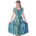 Nature Outdoors Night Trees Scene Forest Woods Light Moonlight Wilderness Stars Cap Sleeve Wrap Front Dress View1