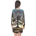 Nature Outdoors Cellphone Wallpaper Background Artistic Artwork Starlight Book Cover Wilderness Land Long Sleeve Chiffon Shift Dress  View2