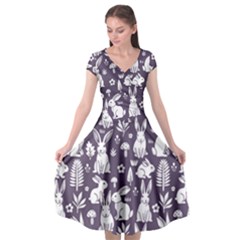 Easter Bunny Pattern Cap Sleeve Wrap Front Dress by Valentinaart