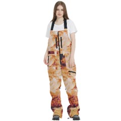 Burnt Paper Texture Print Design Women s Front Zip Ski And Snowboard Bib Pants by dflcprintsclothing