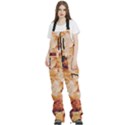 Burnt paper texture print design Women s Front Zip Ski And Snowboard Bib Pants View1
