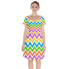 Chevron Pattern Design Texture Short Sleeve Bardot Dress by Anend