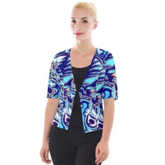 Trippy Dippy Bears Blue Dancing Greatful Dead Skull Steal Your Face Cropped Button Cardigan by Salmanaz77