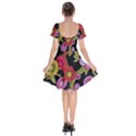 Mid Century Retro Floral 1970s 1960s Pattern 70 Short Sleeve Bardot Dress View2